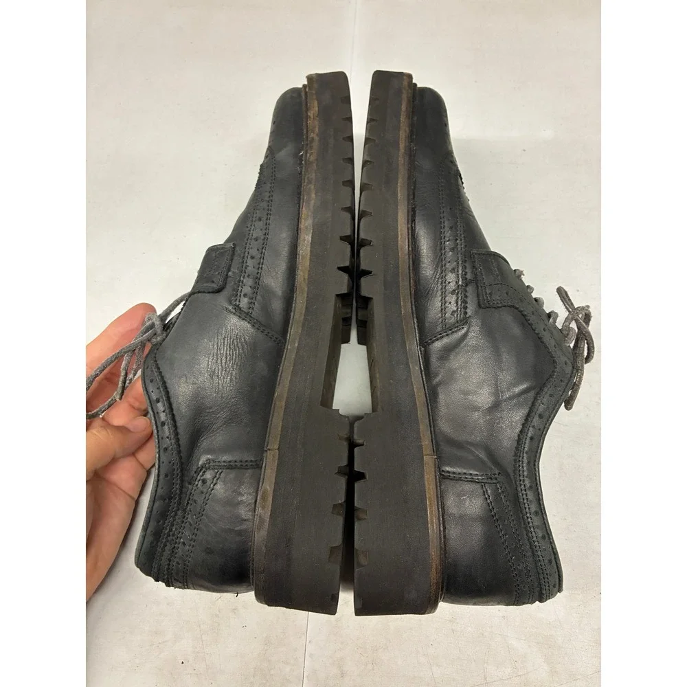 AllSaints Escher Brogues Oxford Shoes Mens 10 Black Wingtip Lug Sole Chunky